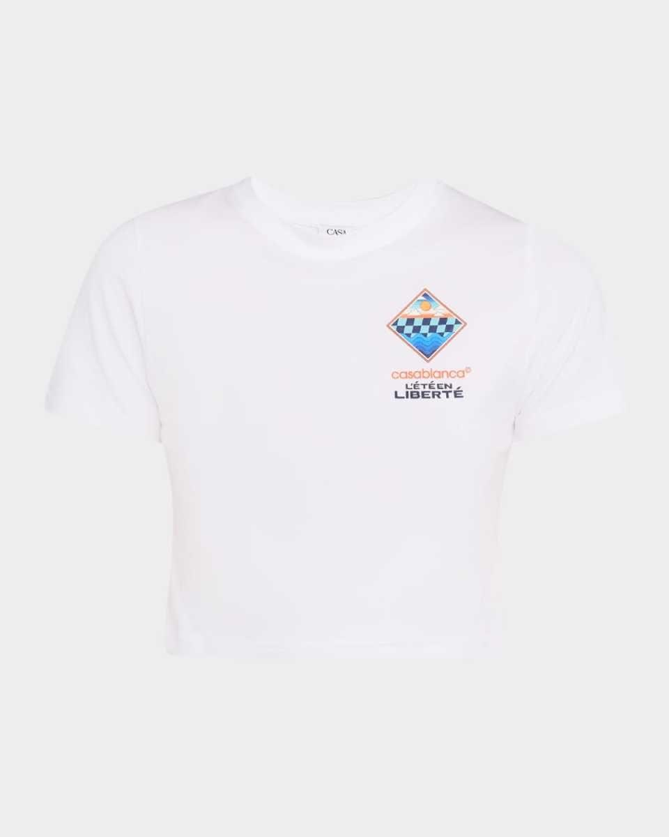 Lete En Liberte Print Crop Baby T-Shirt
